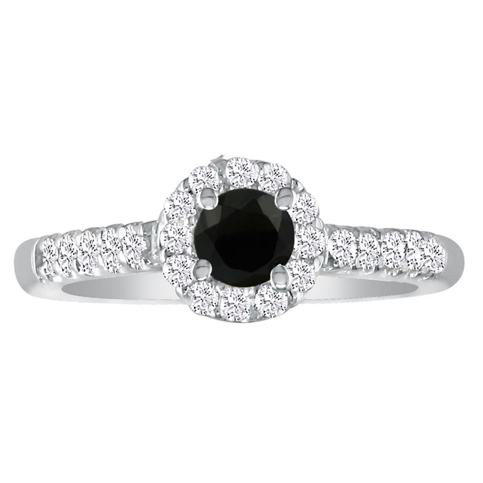 1/2 Carat Black Diamond Round Engagement Ring in 14k White Gold by SuperJeweler