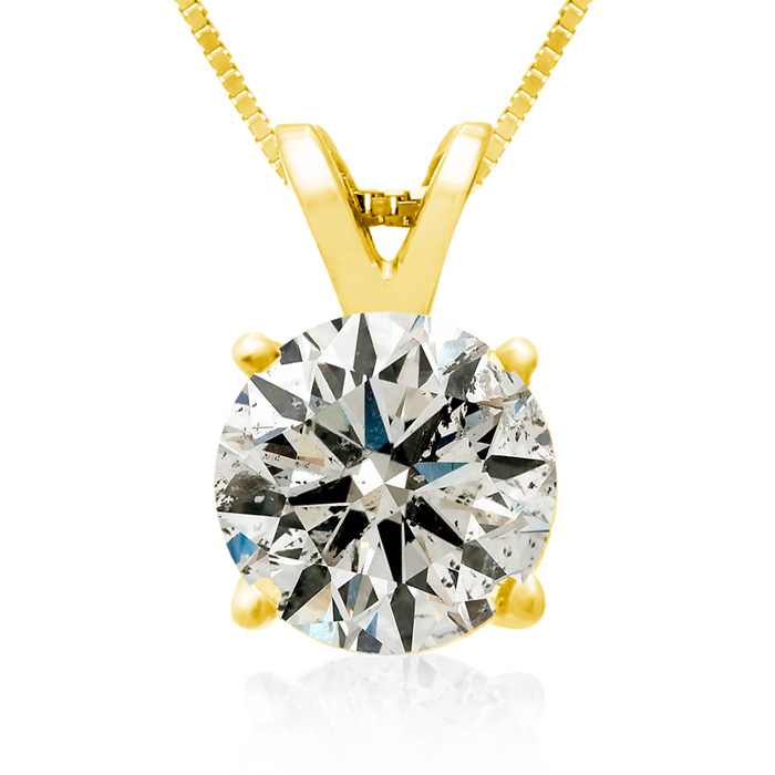 2 Carat Diamond Pendant Necklace in 14k Yellow Gold, , 18 Inch Chain by SuperJeweler