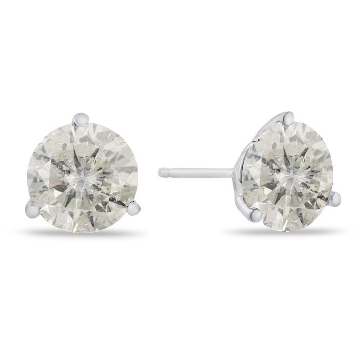 2 Carat Round Cut Diamond Stud Earrings in 14K White Gold (2 g),  by SuperJeweler
