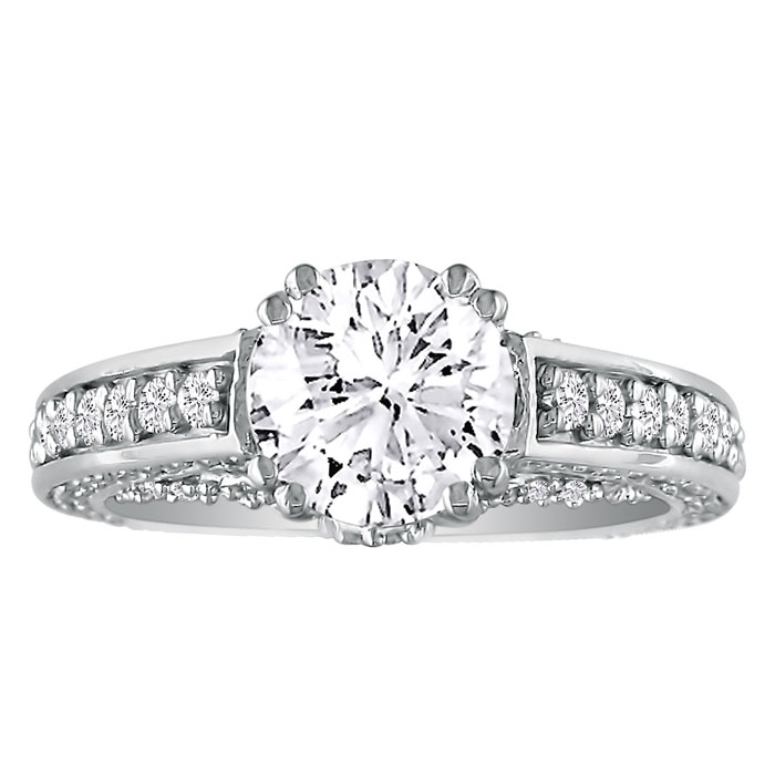 3 1/4 Carat Diamond Round Engagement Ring in 18k White Gold, , SI2-I1 by SuperJeweler