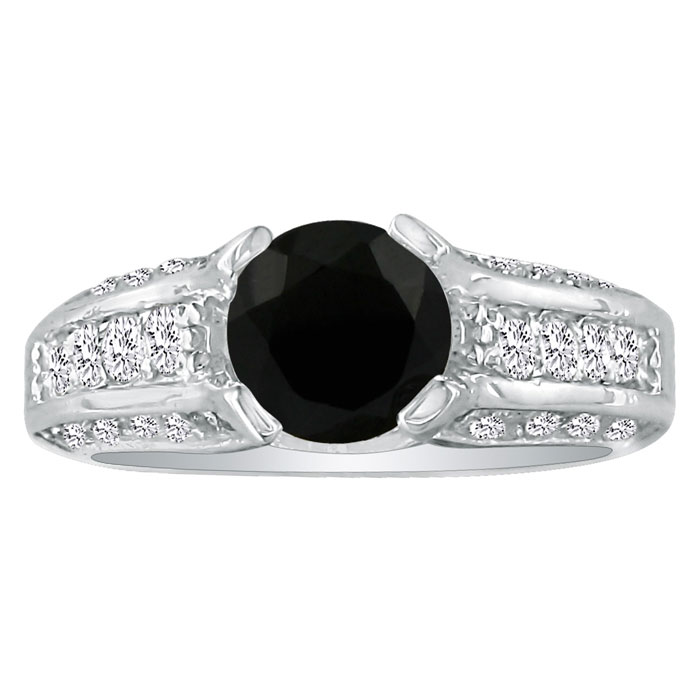 4 1/4 Carat Black Diamond Round Engagement Ring in 18k White Gold, ,  by SuperJeweler