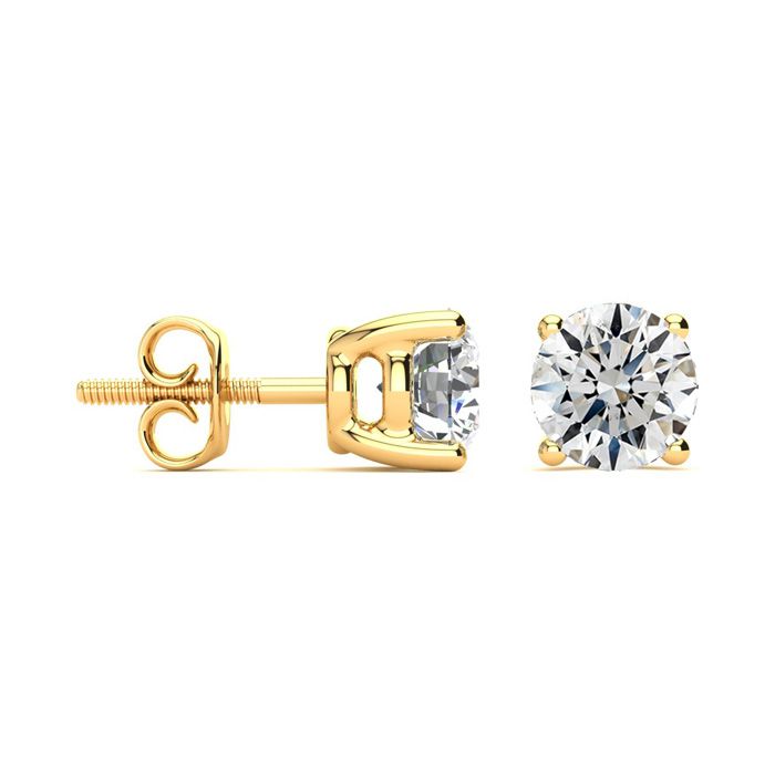 1 3/4 Carat Round Diamond Stud Earrings Set in 14k Yellow Gold,  by SuperJeweler