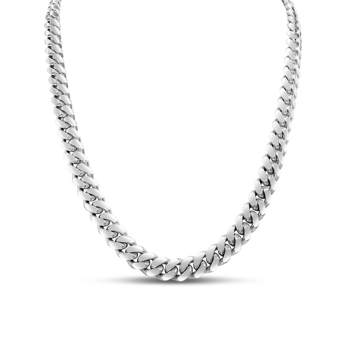 14K White Gold (2.6 g) 5.80mm 22 Inch Miami Cuban Chain Necklace by SuperJeweler
