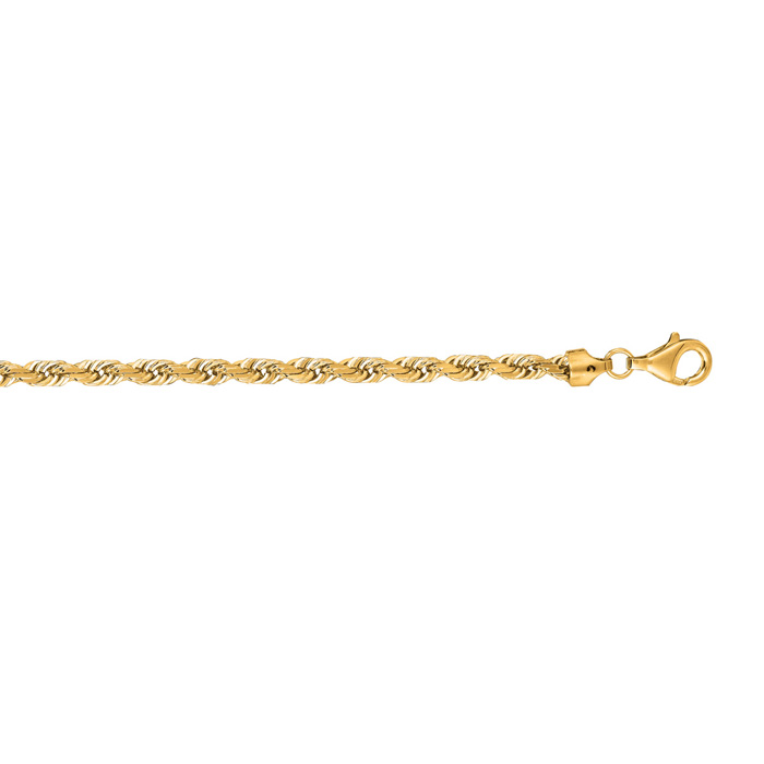 14K Yellow Gold (11.3 g) 5.0mm 8 Inch Solid Diamond Cut Rope Chain Bracelet by SuperJeweler