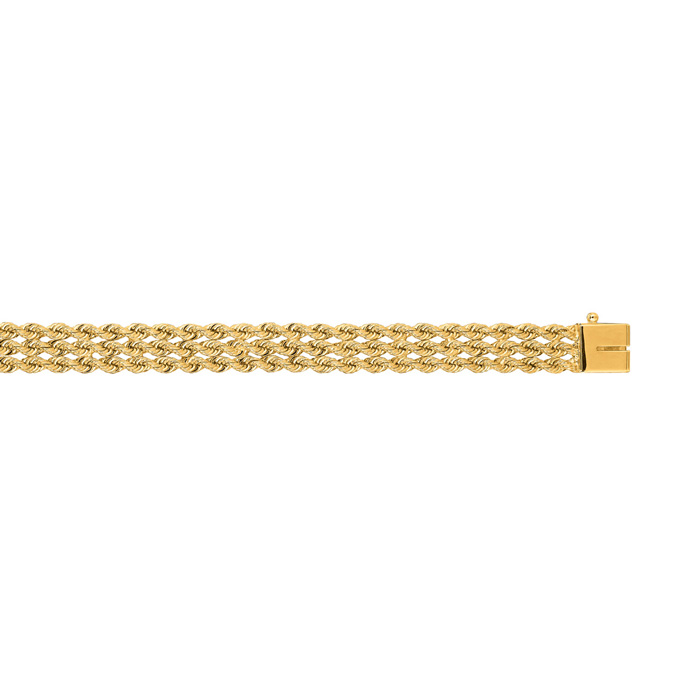 14K Yellow Gold (11.3 g) 7.50mm 7 Inch Multi Line Rope Chain Bracelet by SuperJeweler