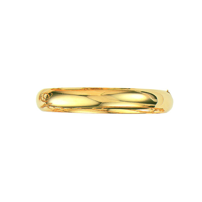 14K Yellow Gold (13.2 g) 10.0mm 7 Inch Plain Shiny Round Dome Classic Bangle Bracelet by SuperJeweler