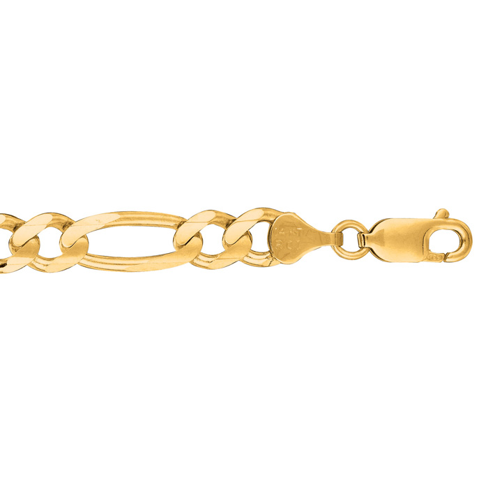 14K Yellow Gold (13.4 g) 7.0mm 8.5 Inch Diamond Cut Classic Figaro Chain Bracelet by SuperJeweler