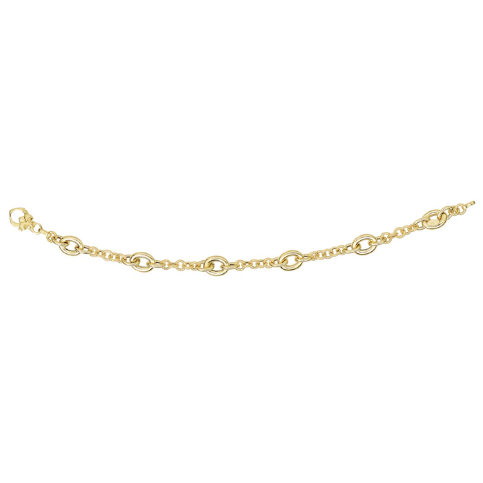 14K Yellow Gold (4.8 g) 1-4mm 7.5 Inch Shiny Round Link & Oval Link Chain Bracelet by SuperJeweler