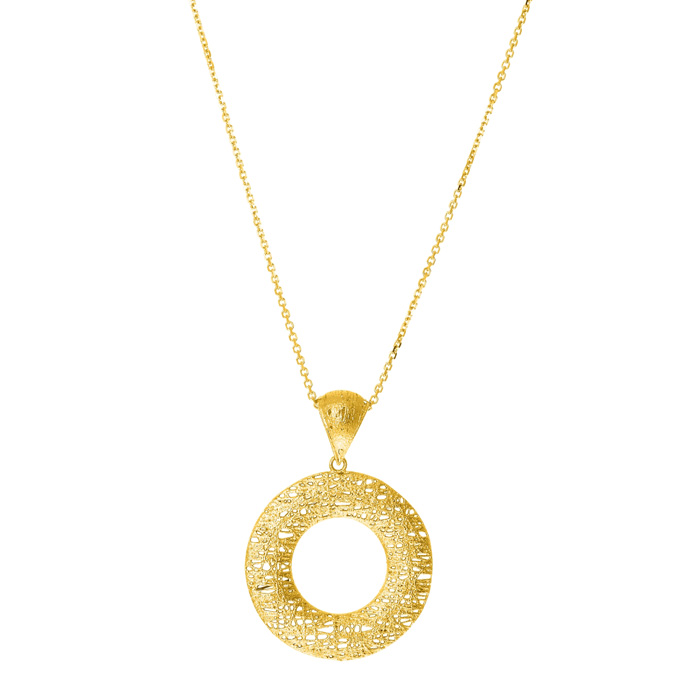 14K Yellow Gold (5.7 g) 25x25mm Hollow Bird's Nest Necklace, 18 Inches by SuperJeweler