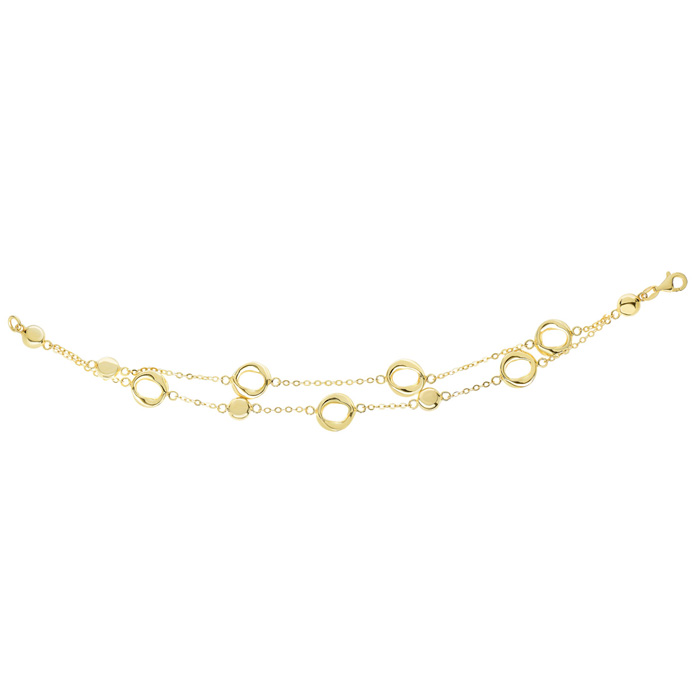 14K Yellow Gold (6 g) 7.5 Inch Shiny Circle & Twisted Open Oval Chain Bracelet by SuperJeweler