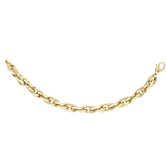 14K Yellow Gold (7.3 g) 7mm 7.75 Inch Shiny Double Oval Link Chain Bracelet by SuperJeweler