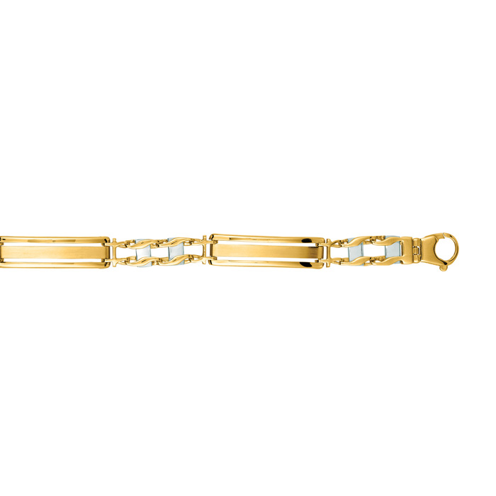 14K Yellow & White Gold (13.4 g) 8.25 Inch Shiny Men's Fancy Chain Bracelet by SuperJeweler