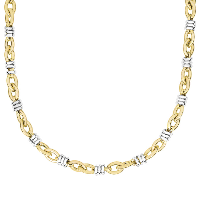 14K Yellow & White Gold (26.3 g) 8.9mm 18 Inch Two-Tone Fancy Link Chain Necklace by SuperJeweler