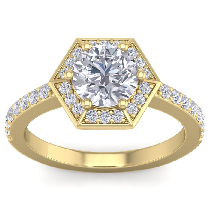 2 Carat Designer Engagement Ring w/ 1.50 Carat Round Brilliant Center Diamond in 14K Yellow Gold (5.5 g),  by SuperJeweler