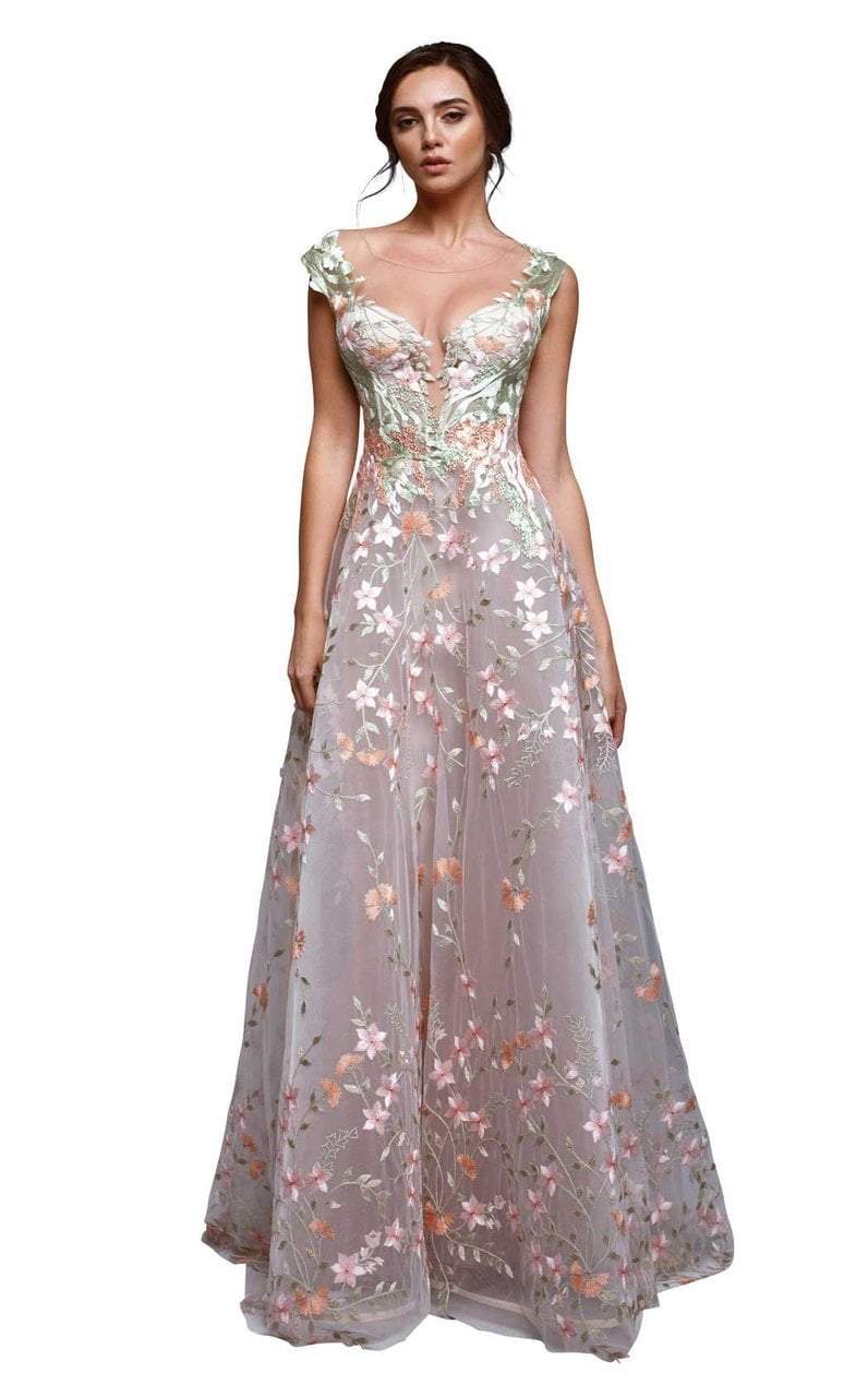 Beside Couture - BC1306 Floral Embroidered A-Line Gown