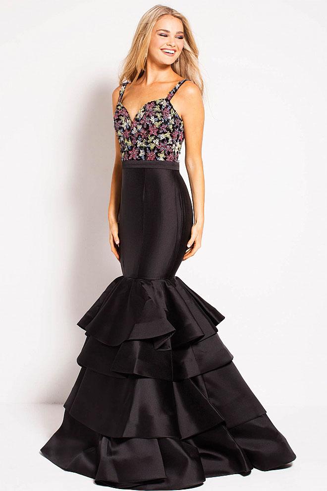 Jovani - 48127 Embellished Fitted Ruffled Mermaid Gown