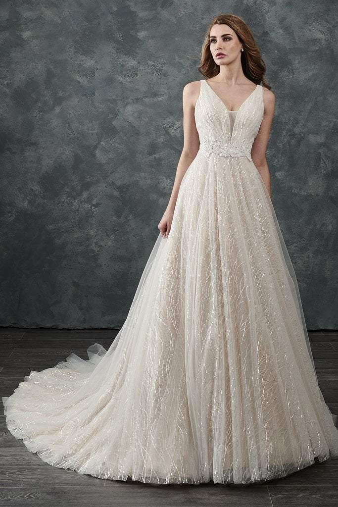 Rachel Allan Bridal - M651 Sleeveless Sequin Underlay Wedding Dress