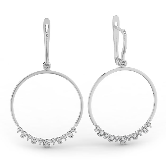 14k White Gold (10.4 g) 1 1/3 Carat Diamond Circle Dangle Earrings,  by SuperJeweler