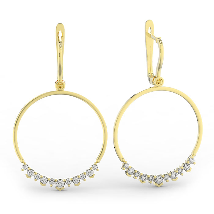 14k Yellow Gold (10.4 g) 1 1/3 Carat Diamond Circle Dangle Earrings,  by SuperJeweler