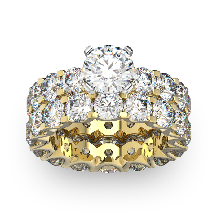 14K Yellow Gold (11 g) 9 1/2 Carat Diamond Eternity Engagement Ring w/ Matching Band, , Size 7.5 by SuperJeweler