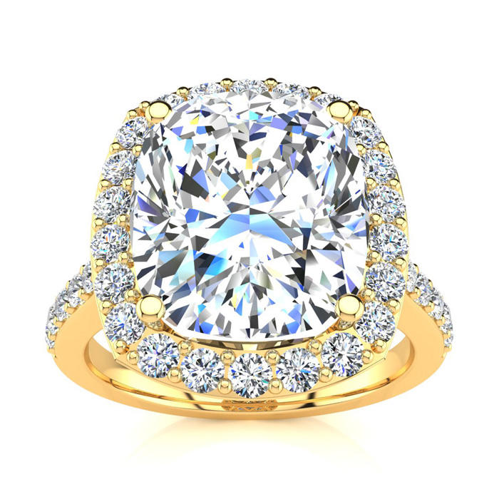4 1/2 Carat Cushion Cut Halo Diamond Engagement Ring in 18K Yellow Gold (5.4 g),  by SuperJeweler