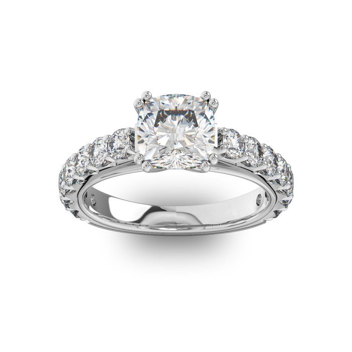 4 1/2 Carat Round Shape Double Prong Set Engagement Ring in 14K White Gold (6 g),  by SuperJeweler