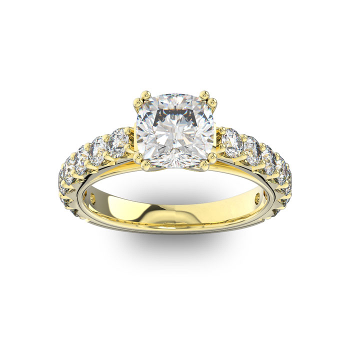4 1/2 Carat Round Shape Double Prong Set Engagement Ring in 14K Yellow Gold (6 g),  by SuperJeweler
