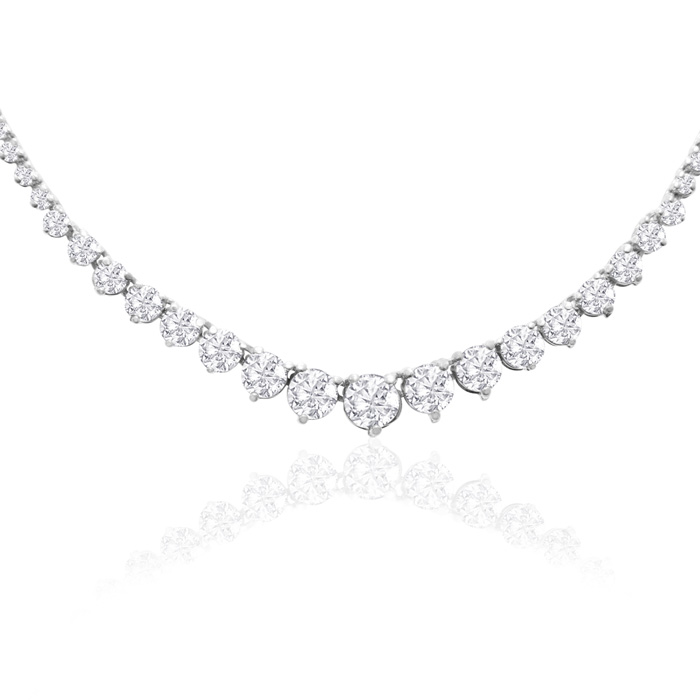 Graduated 10 Carat Diamond Tennis Necklace in 14K White Gold (19 g), , 17 Inch Chain by SuperJeweler