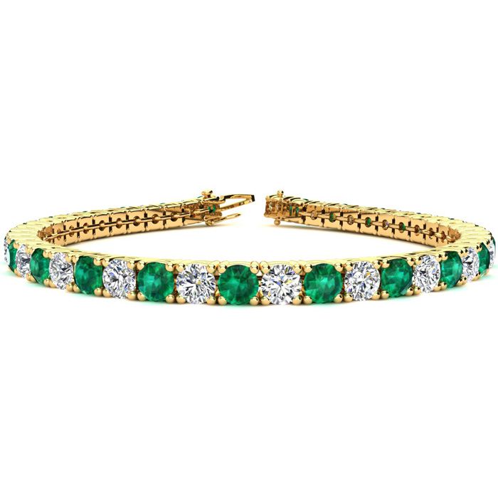 7 Inch 10 1/3 Carat Emerald Cut & Diamond Tennis Bracelet in 14K Yellow Gold (12 g),  by SuperJeweler