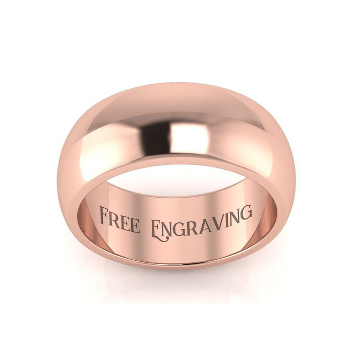 14K Rose Gold (13.6 g) 8MM Heavy Comfort Fit Ladies & Men's Wedding Band, Size 12, Free Engraving by SuperJeweler