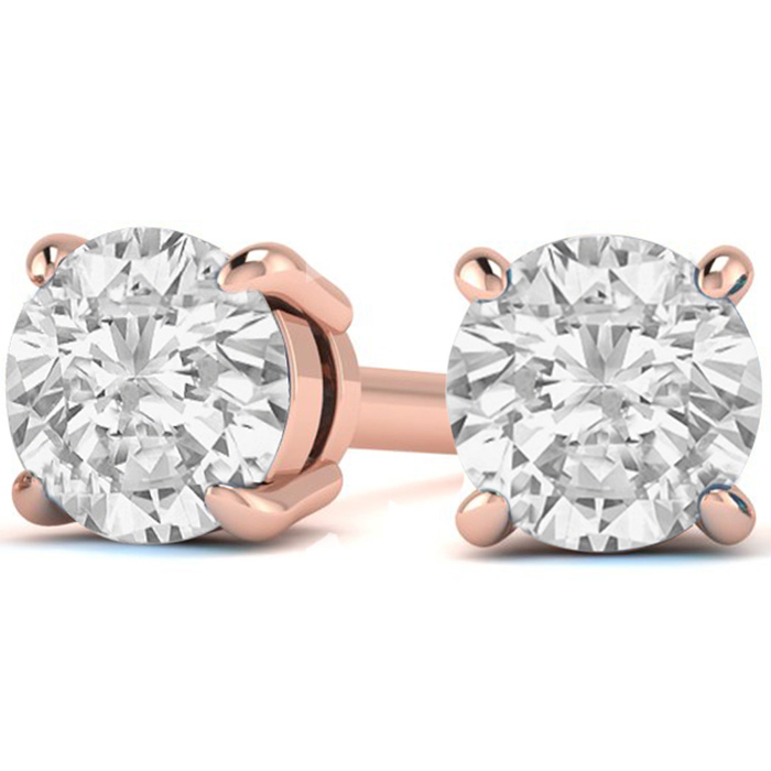 1 3/4 Carat Round Diamond Stud Earrings Set in 14k Rose Gold,  by SuperJeweler