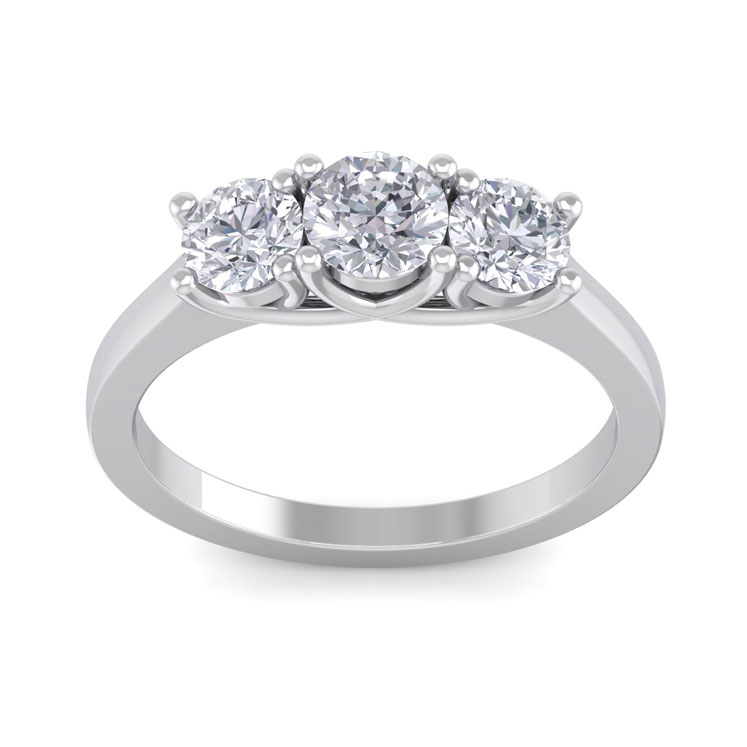 1.5 Carat Ideal Cut Three Diamond Ring, 18k White Gold, G/H Color, VS2 by SuperJeweler