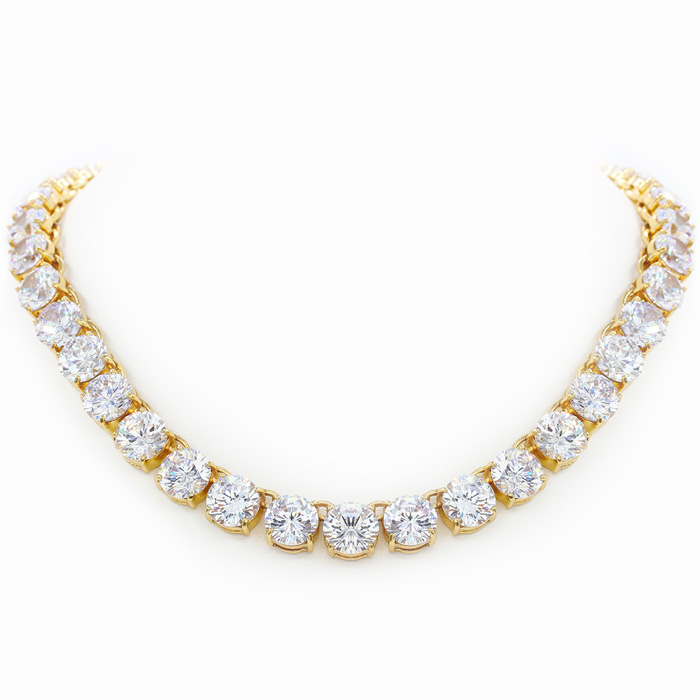 136 Carat Fine Diamond Line Necklace in 18K Yellow Gold (105 Grams), 16 Inches, The Countess Collection by Luann De Lesseps for SuperJeweler, G/H