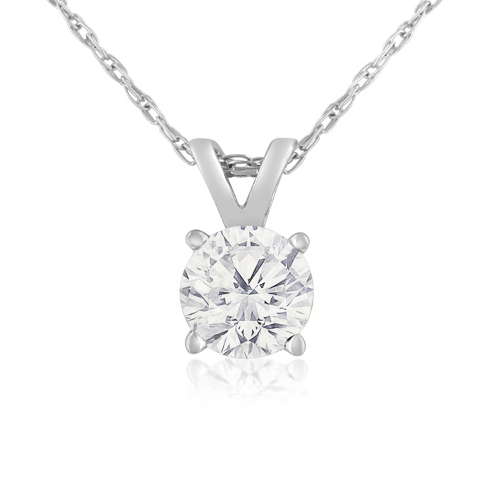 3/8 Carat 14k White Gold Diamond Pendant Necklace, , 18 Inch Chain by SuperJeweler