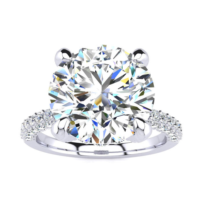 4 3/4 Carat Halo Diamond Engagement Ring w/ 4 Carat Center Diamond in 14K White Gold (3.90 g), , Size 4 by SuperJeweler