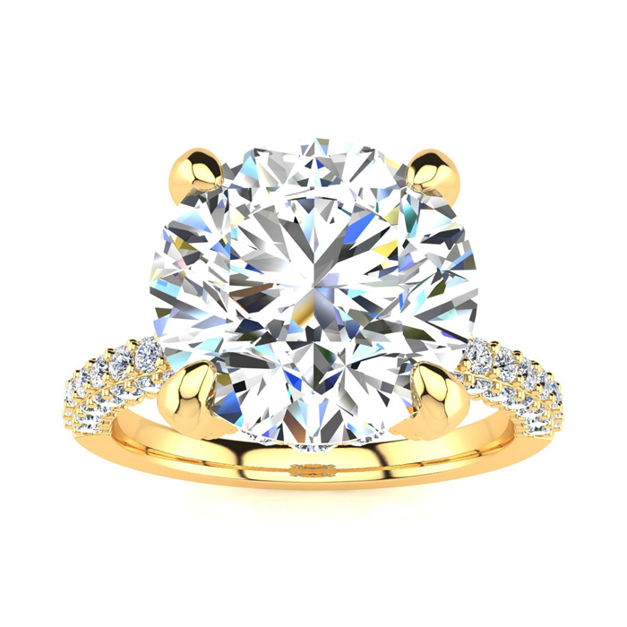 4 3/4 Carat Halo Diamond Engagement Ring w/ 4 Carat Center Diamond in 14K Yellow Gold (3.90 g), , Size 4 by SuperJeweler