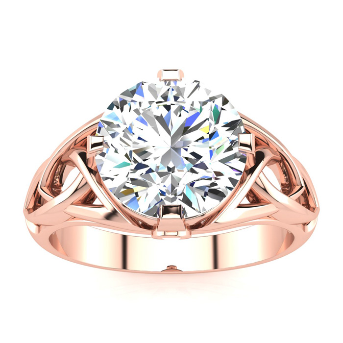 4 Carat Celtic Love Knot Diamond Engagement Ring in 14K Rose Gold (5.35 g), , Size 4 by SuperJeweler