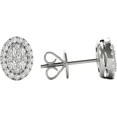 .31 TCW White Gold Diamond Halo Pave Earrings E20237W