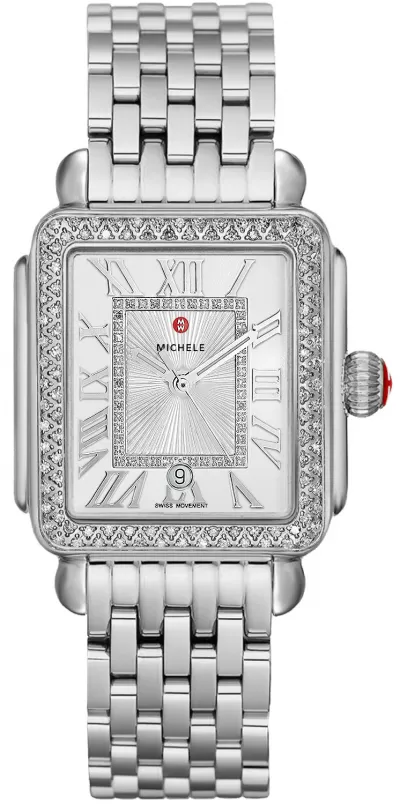Michele Deco Madison Sunray Silver Dial & Diamond Women's Luxury Watch MWW06T000163