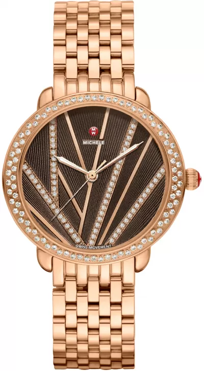 Michele Serein Mid Cocoa Brown & Diamond Dial Ladies Fashion Luxury Watch MWW21B000113