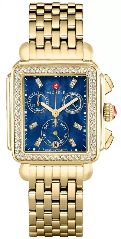 Michele Signature Deco Gold Diamond Women's Watch MWW06P000288