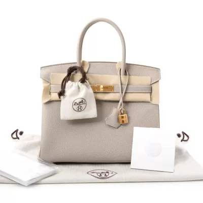 New Women's Hermes Togo Birkin 30 Craie Leather Women's Bag