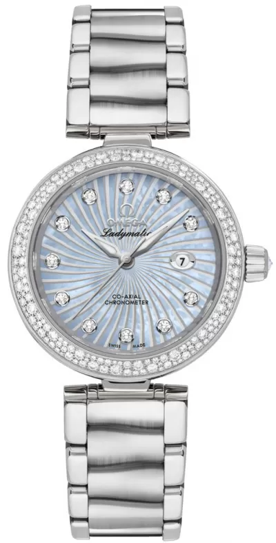 Omega De Ville Ladymatic Blue Pearl & Diamond Ladies Luxury Watch 425.35.34.20.57.002