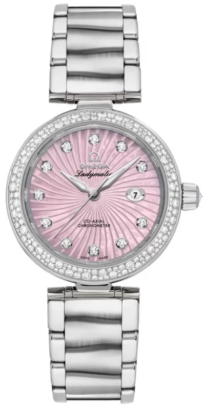 Omega De Ville Ladymatic Pearl Pink Dial & Diamond Women's Luxury Watch 425.35.34.20.57.001