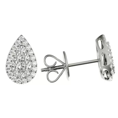 .33 TCW White Gold Diamond Halo Pave Earrings E20238W