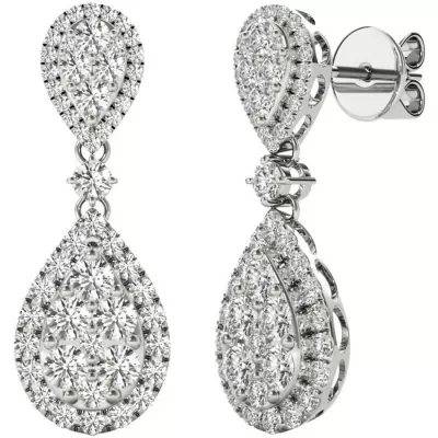 Diamond Earrings, 1.70 Carat Diamonds on 18k White Gold E21971W