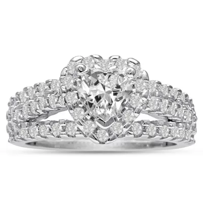 1 2/3 Carat Heart Halo Diamond Engagement Ring in 14K White Gold (7.8 g),  by SuperJeweler