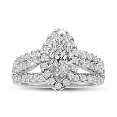 1 2/3 Carat Marquise Halo Diamond Engagement Ring in 14K White Gold (7.8 g),  by SuperJeweler