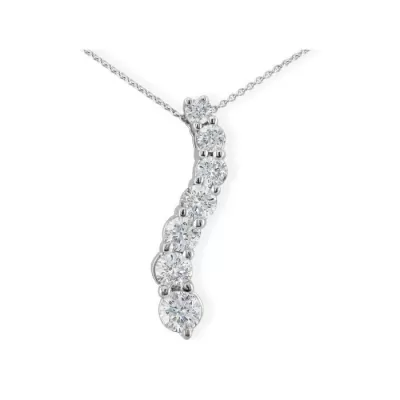 1/2 Carat Curve Style Journey Diamond Pendant Necklace in 14k White Gold (2.7 g), G/H Color SI3, 18 Inch Chain by SuperJeweler