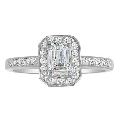 1 Carat Diamond Emerald Cut Engagement Ring in 14k White Gold, , SI2-I1 by SuperJeweler
